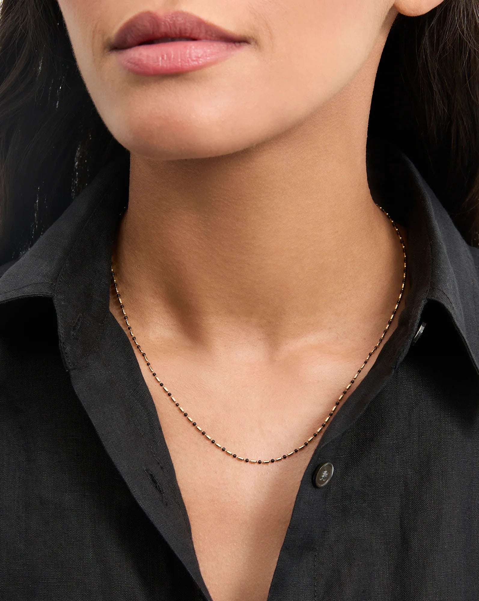 Long Enamel Bead Chain Necklace