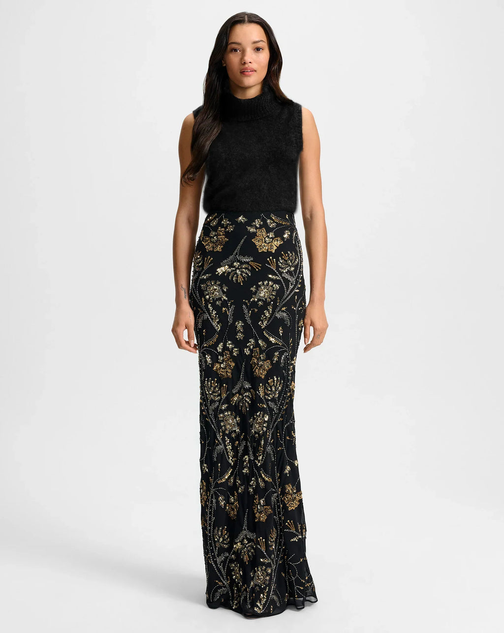 Medina Floral-Embellished Maxi Skirt