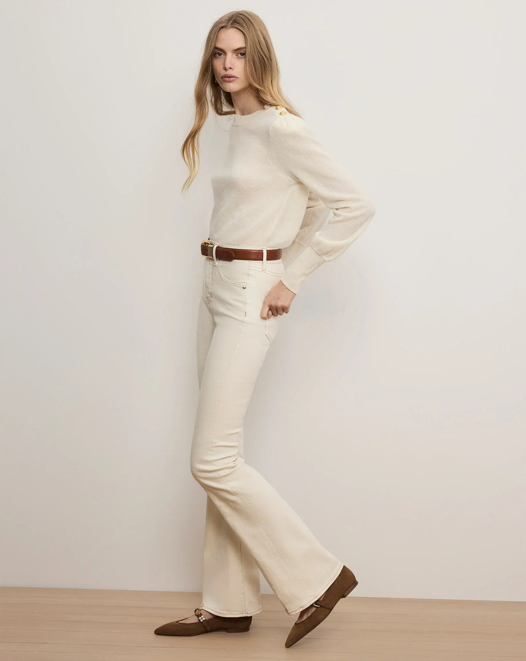 Nelia Cashmere Pullover | Button Accent
