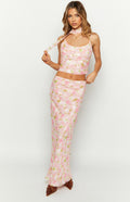 Irina Pink Print Maxi Skirt