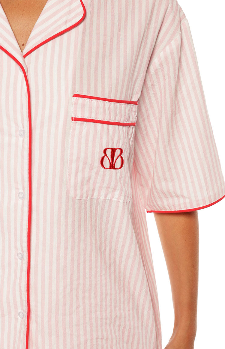 Alexea Pink Stripe Pajama Shirt