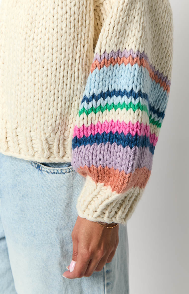Bad Habits Cream Multi Knit Cardigan