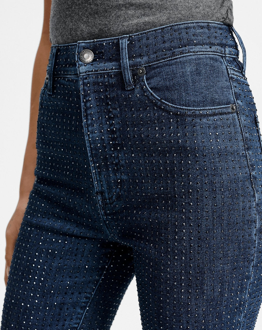 Beverly Rhinestone Skinny-Flare Jean