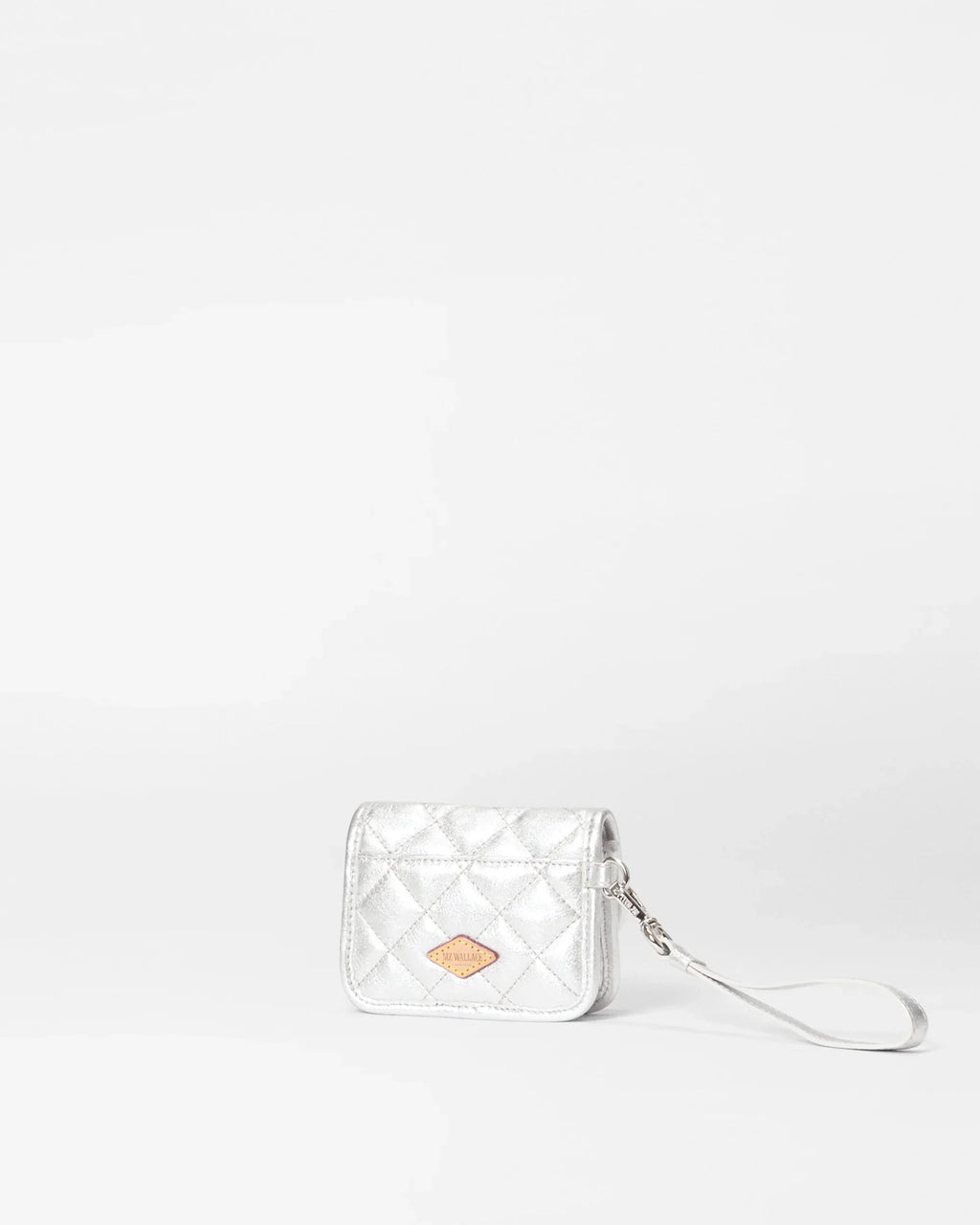 Silver Leather Metro Snap Wristlet