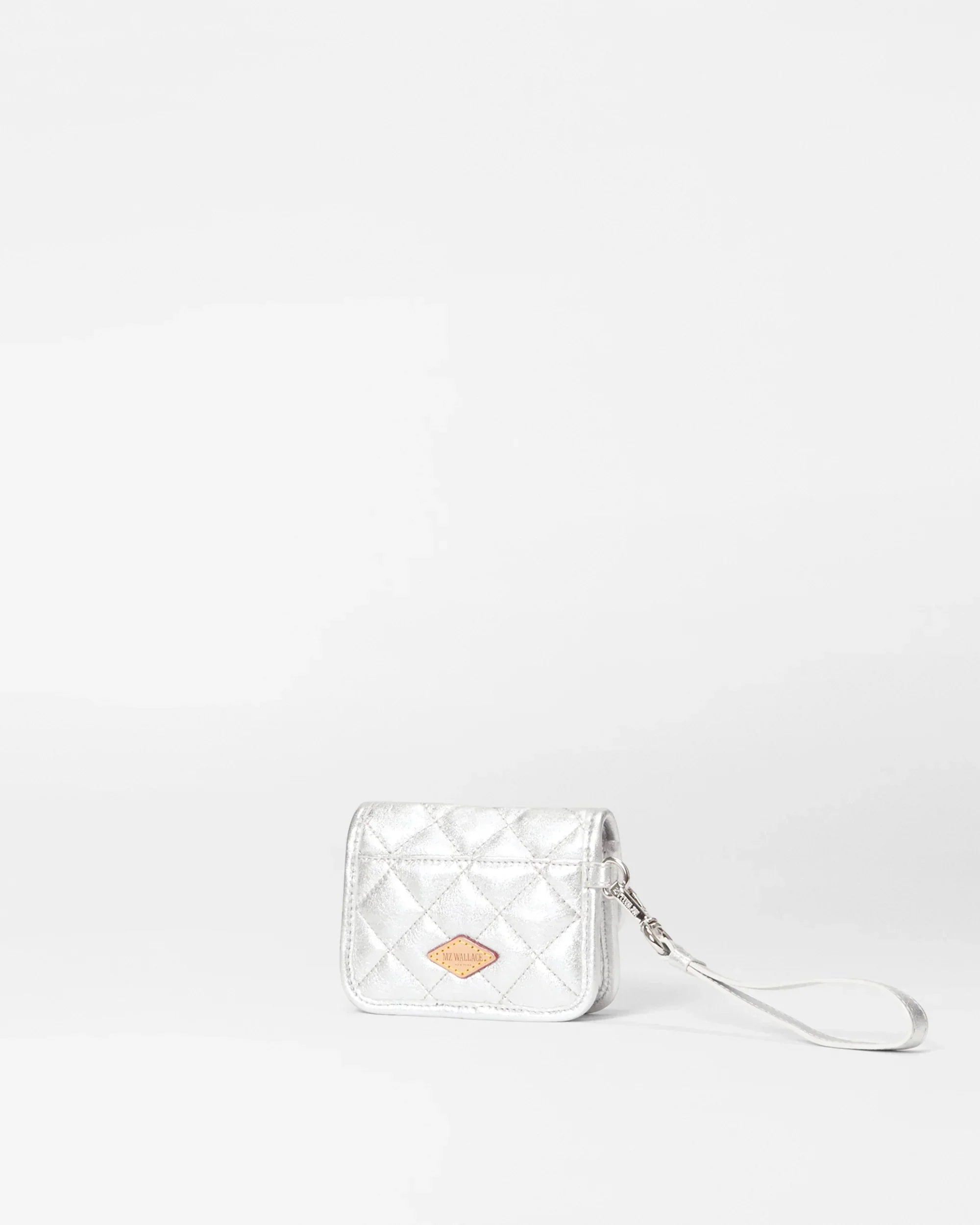 Silver Leather Metro Snap Wristlet