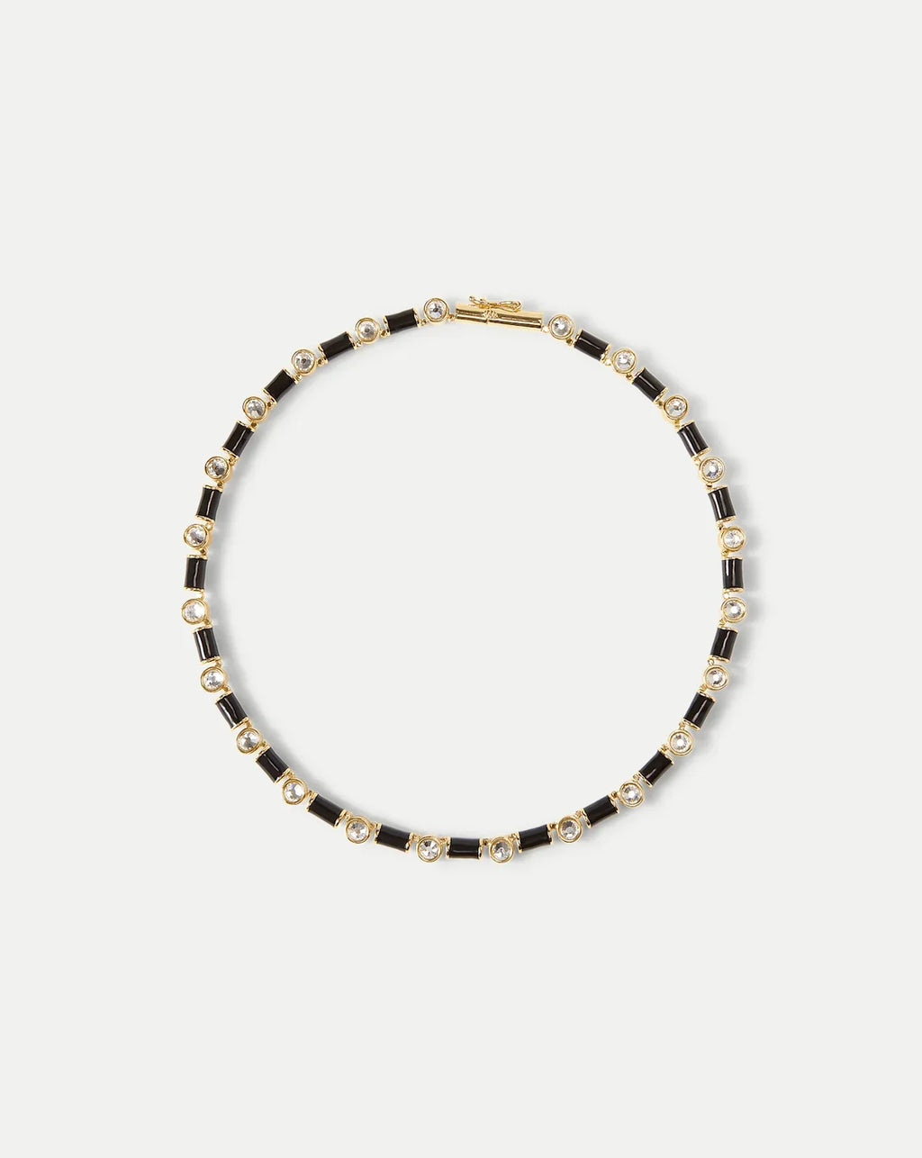Black Enamel and Crystal Barrel Necklace