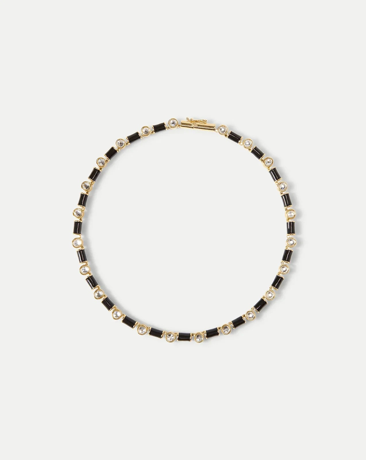 Black Enamel and Crystal Barrel Necklace
