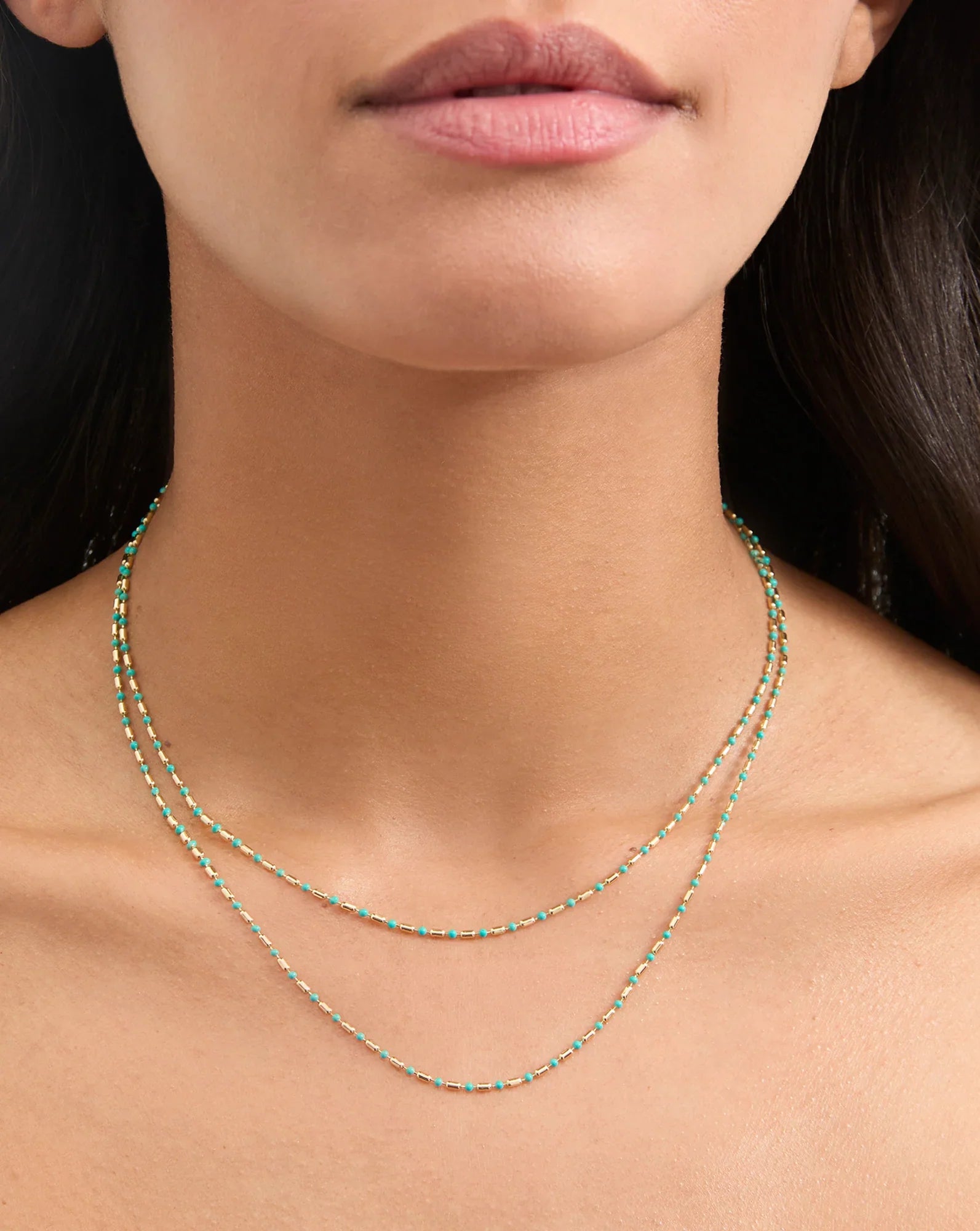 Long Enamel Bead Chain Necklace
