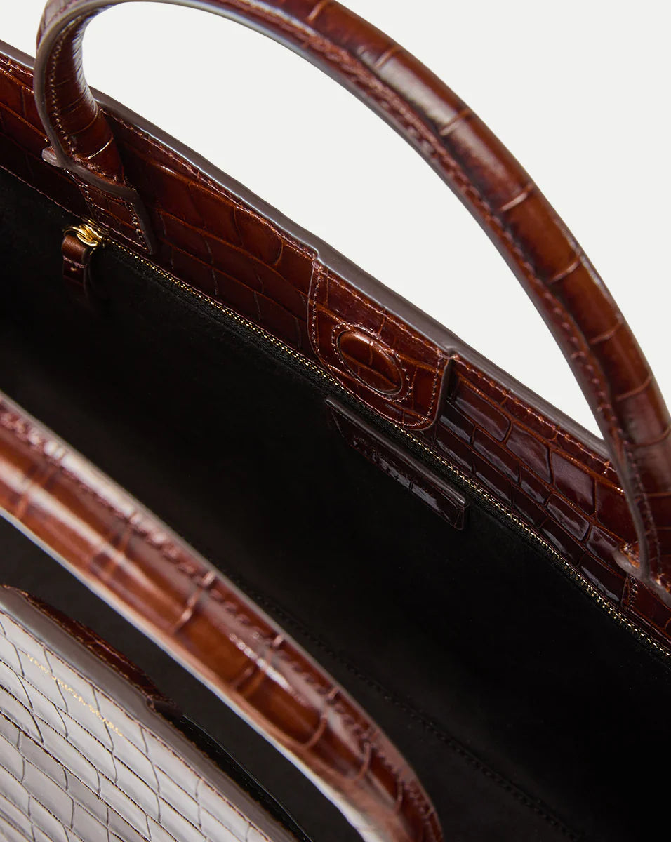 Large Veronica Beard Croc-Embossed Dash Bag
