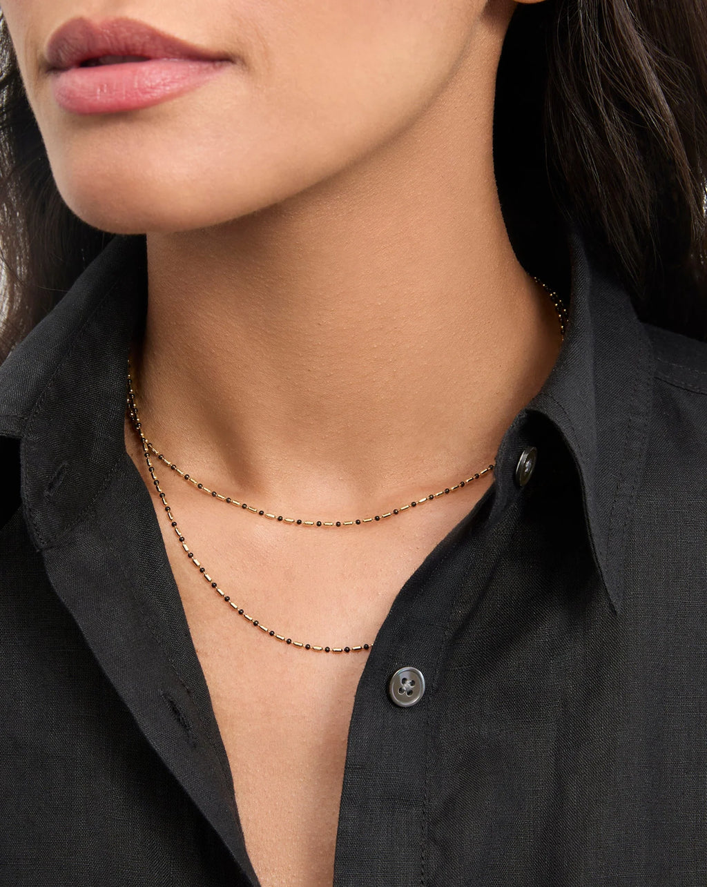 Long Enamel Bead Chain Necklace