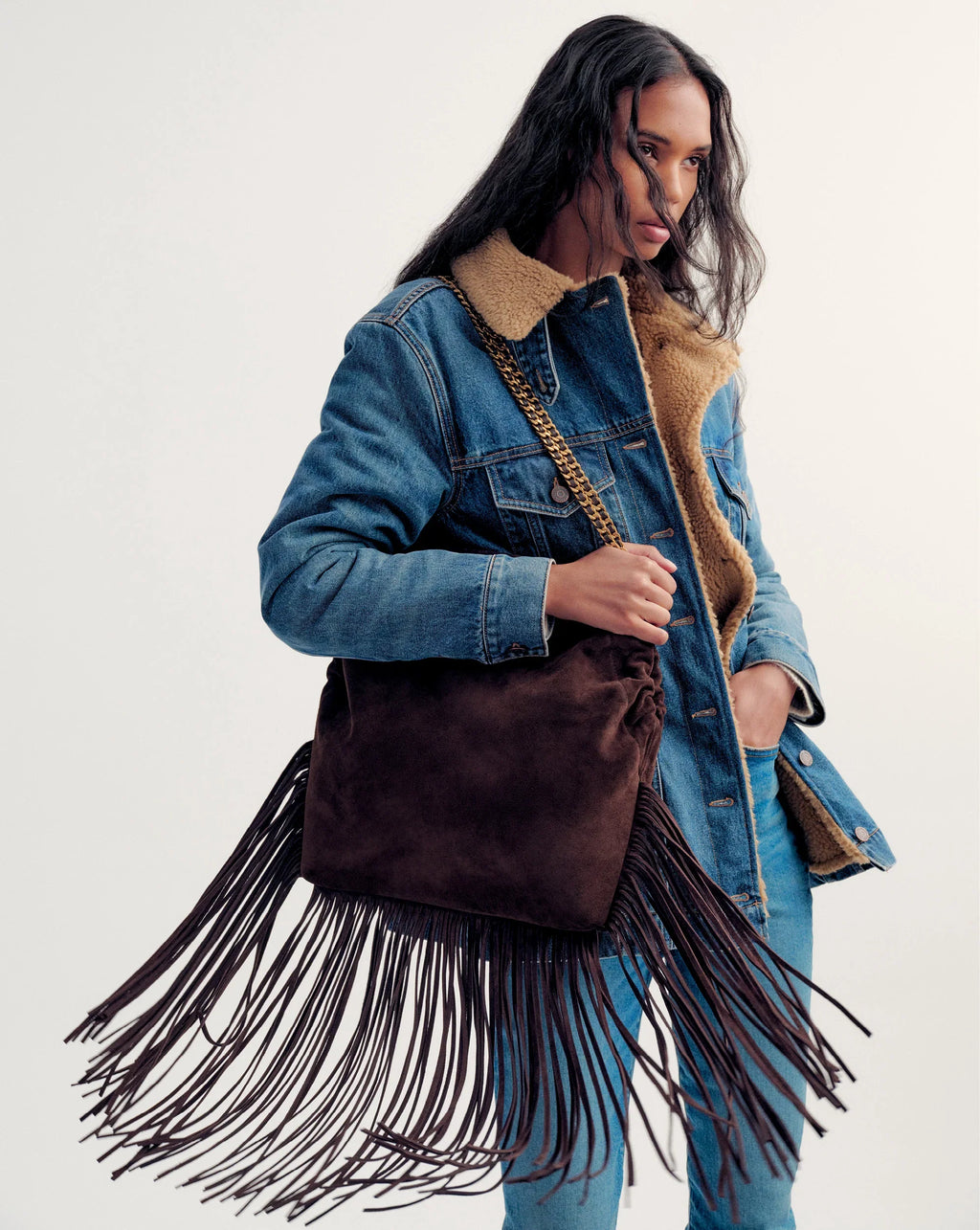 Large Fringe Veronica Beard Slouch Bag
