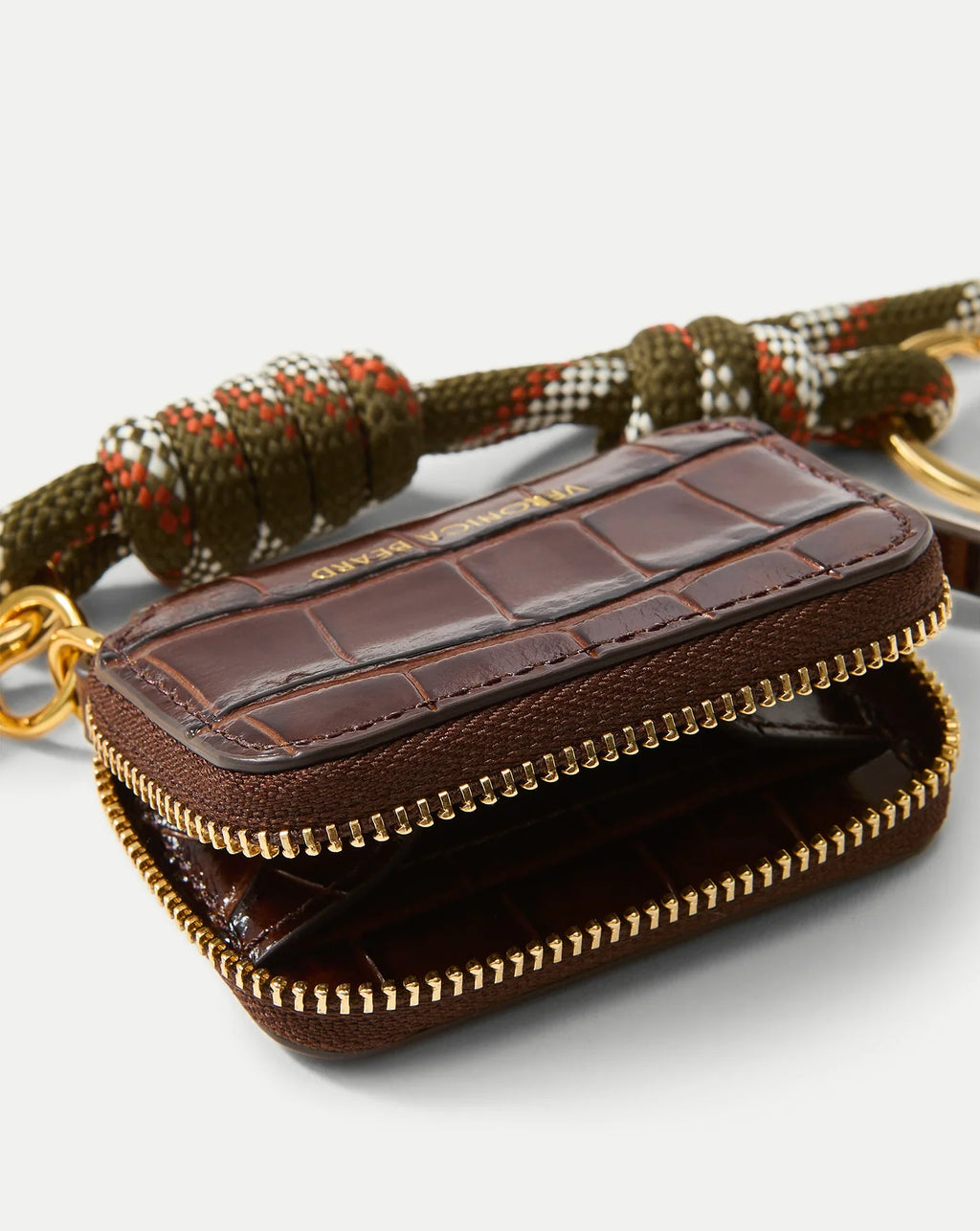 Croc-Embossed Zip Pouch Bag Charm