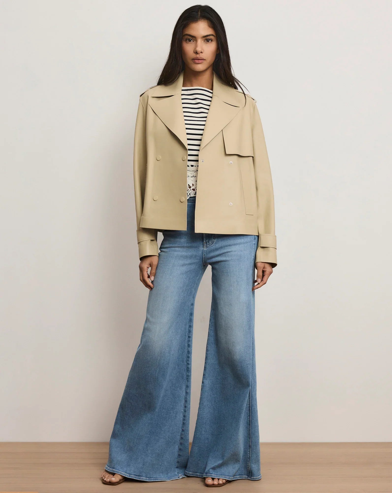 Heathcliff Cropped Leather Trench Coat