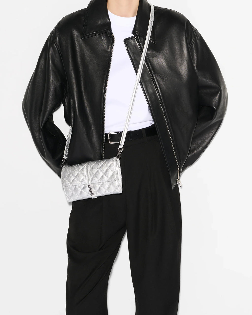 Silver Leather Astor Convertible Crossbody