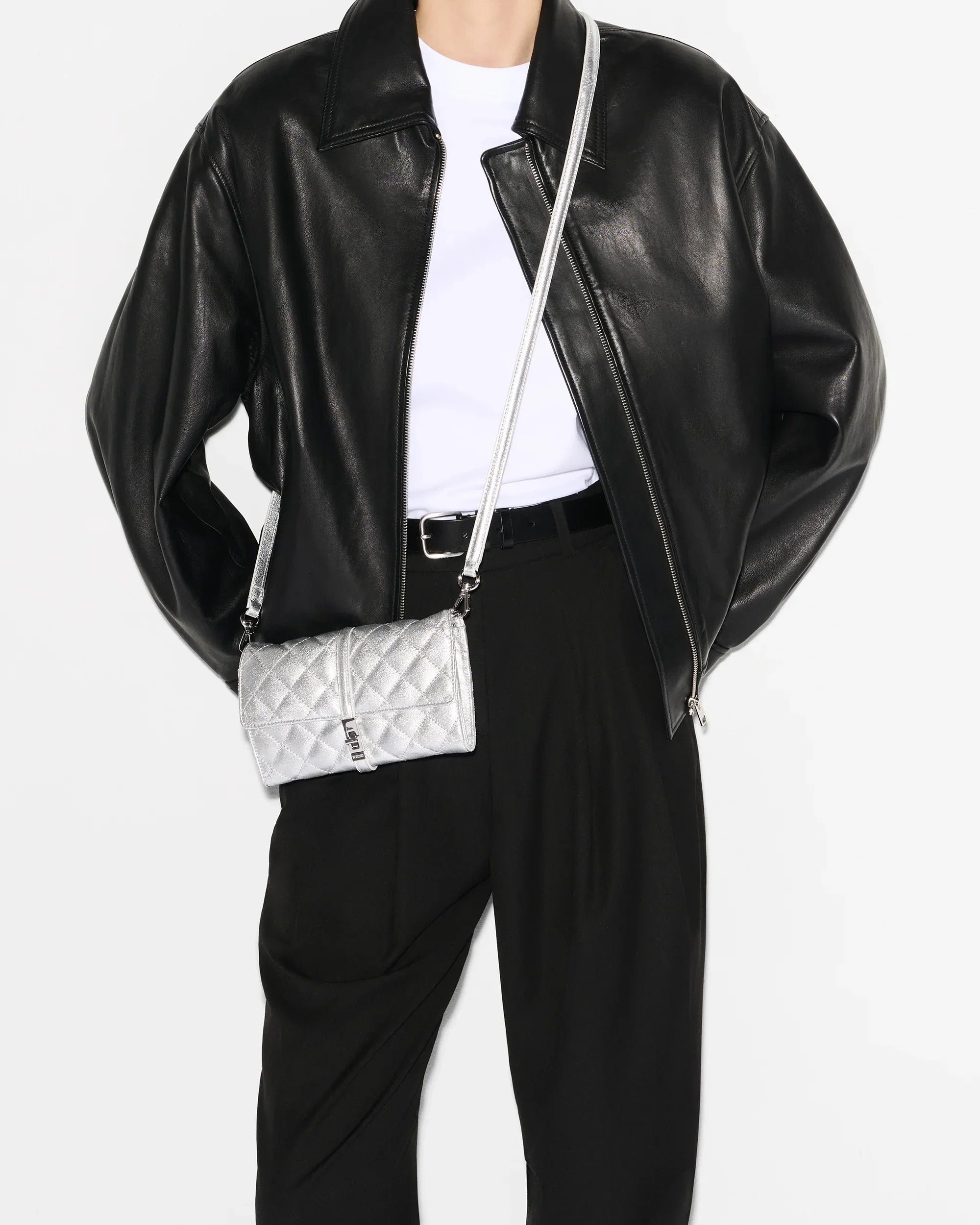 Silver Leather Astor Convertible Crossbody