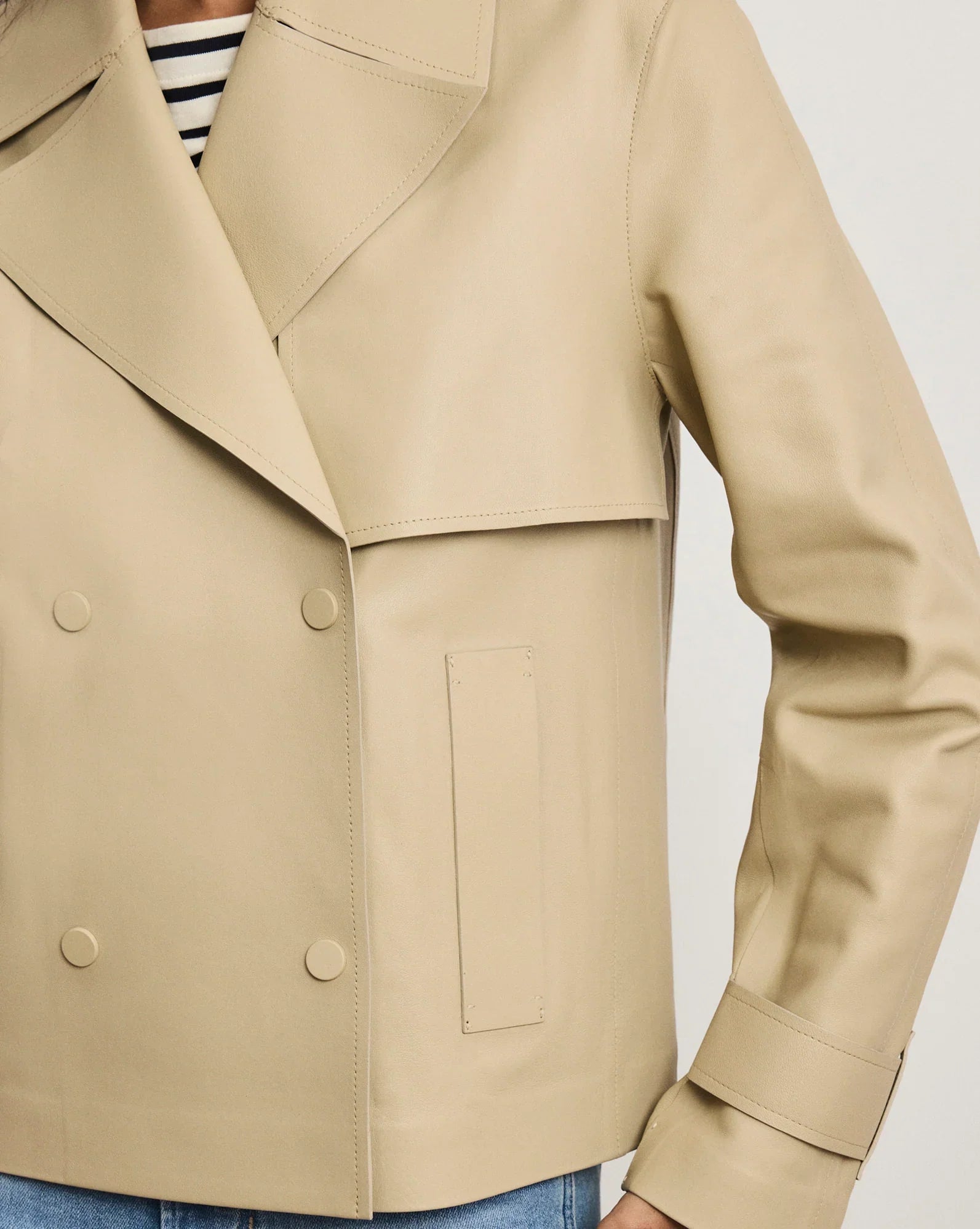 Heathcliff Cropped Leather Trench Coat