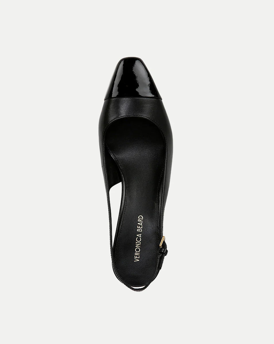Cecile Leather Cap-Toe Slingback Pump