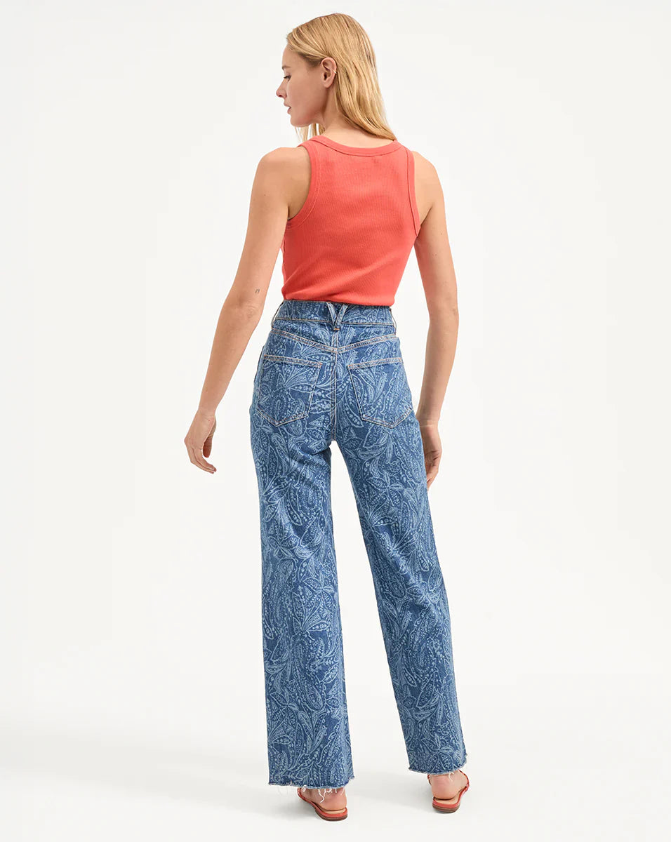 Taylor Paisley Printed Wide-Leg Jean