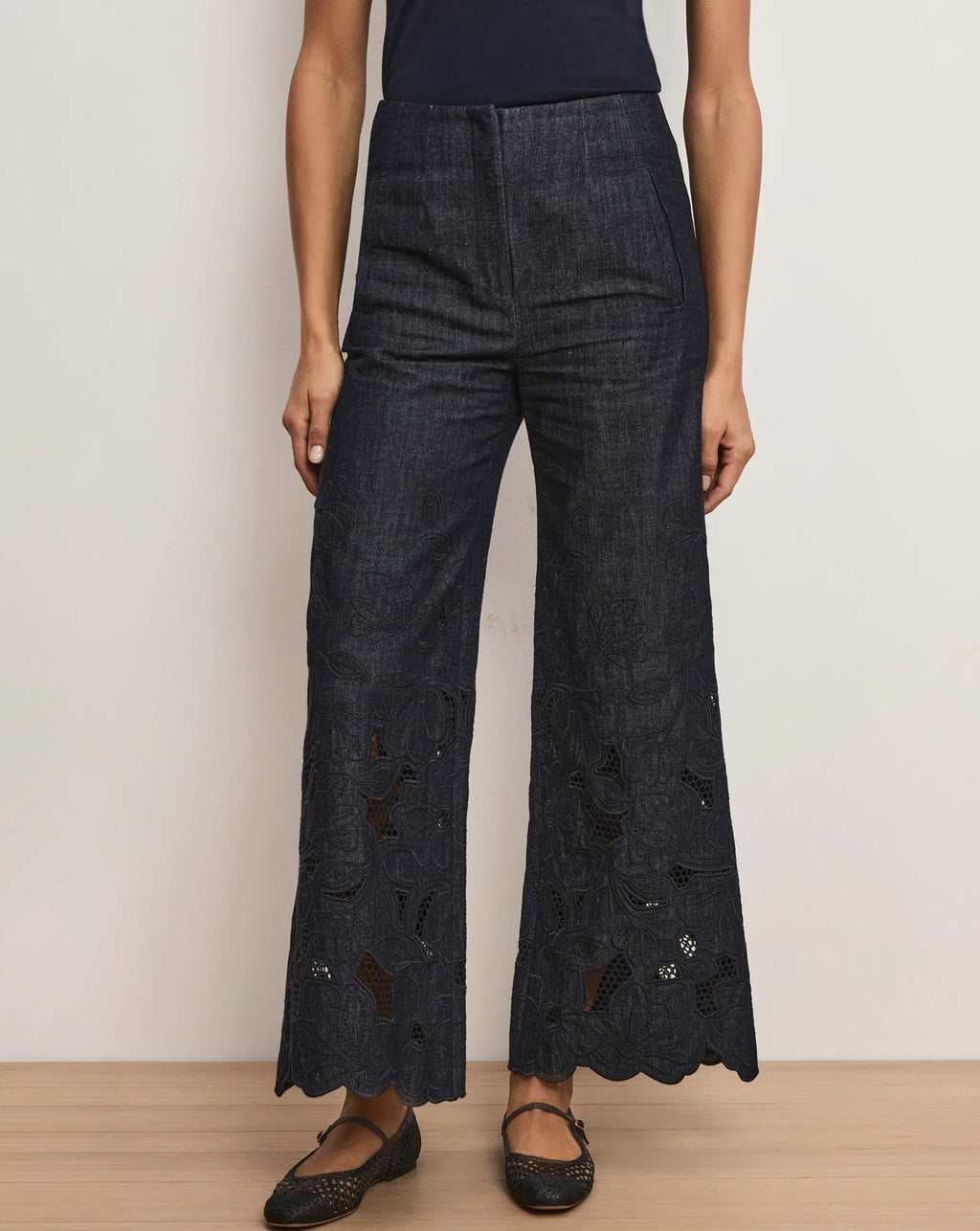 Osborne Wide-Leg Eyelet Pant