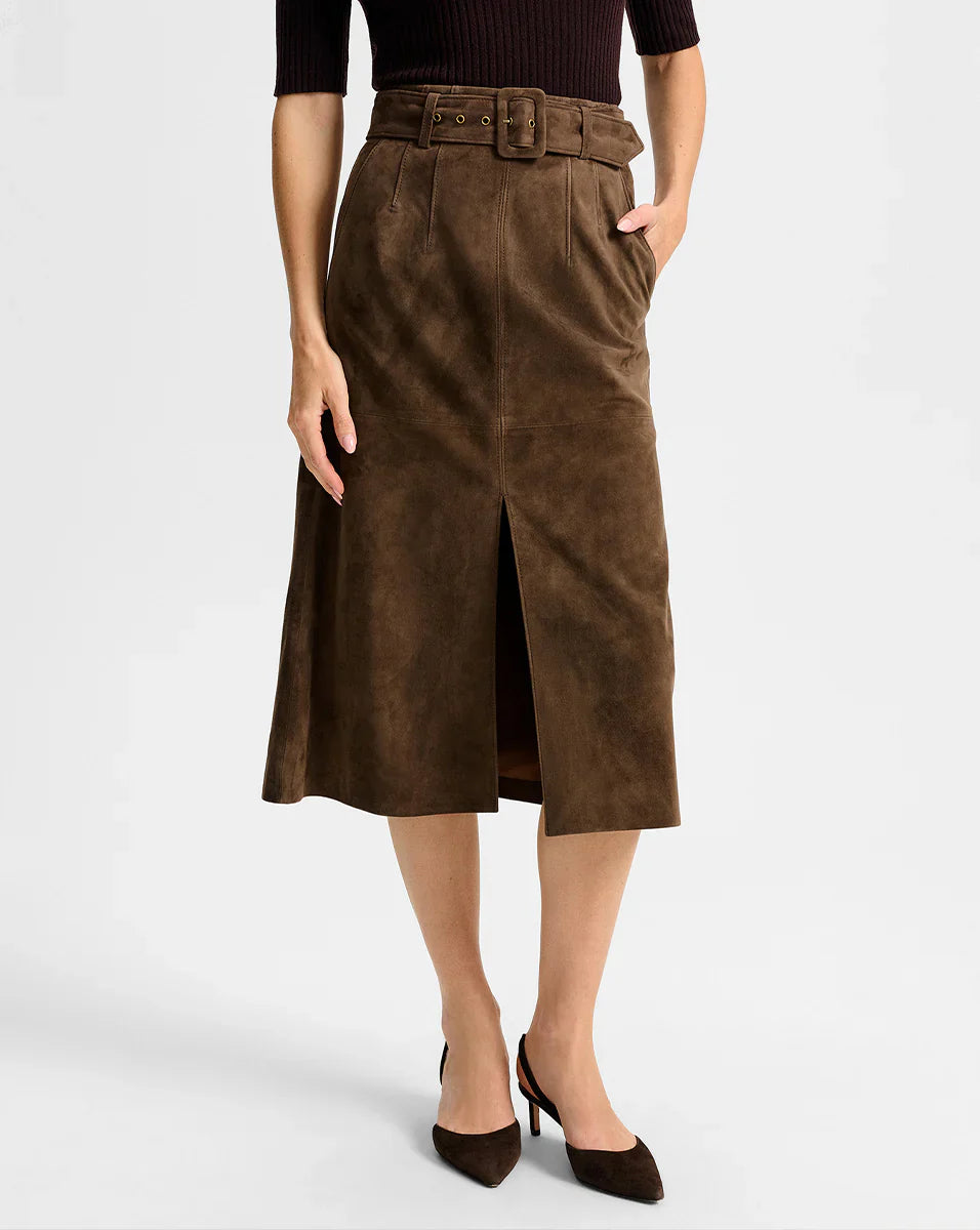 Alexie Suede Midi Skirt