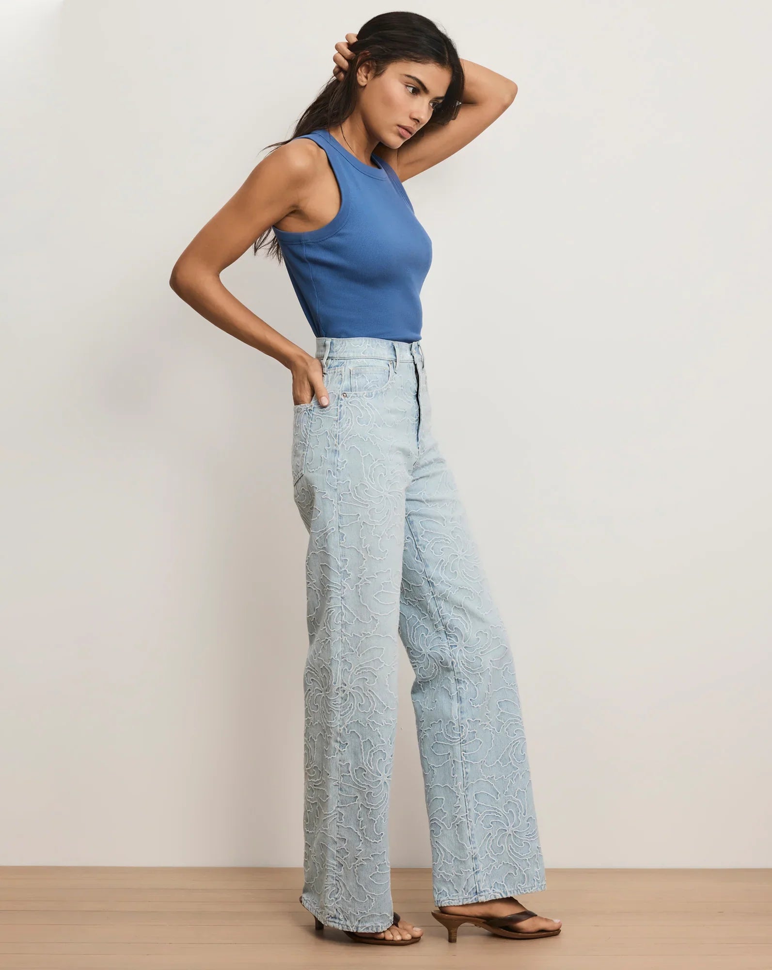Taylor Embroidered Wide-Leg Jean