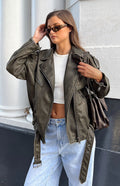 Lioness Ace Charcoal PU Biker Jacket