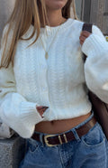 Percy Cream Cable Knit Cardigan