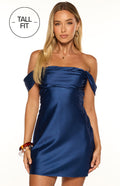 Zoella Tall Fit Navy Off The Shoulder Mini Dress
