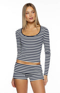Bennie Navy Stripe Foldover Micro Shorts