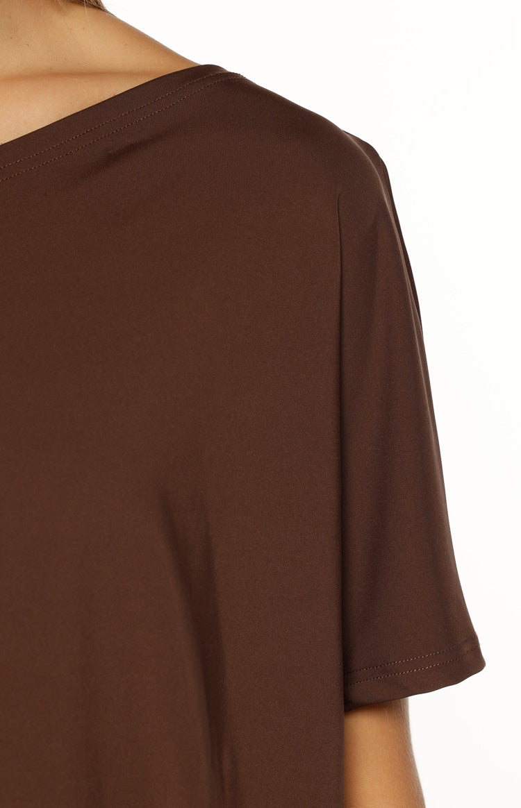 Bisou Brown Off Shoulder Mini dress