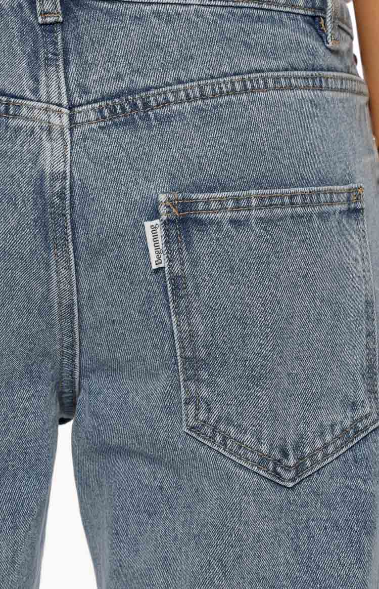 Charli Mid Wash Denim Studded Low Waist Baggy Leg Jeans