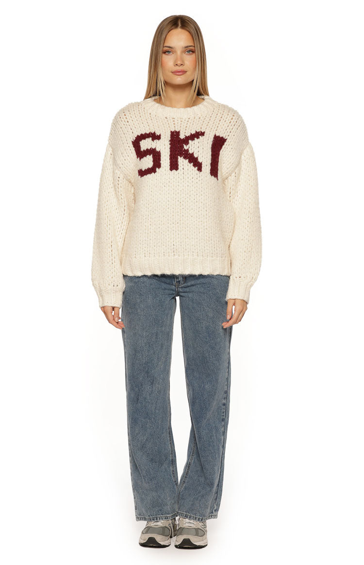 Jasmine Cream Jacquard Chunky Knit Sweater