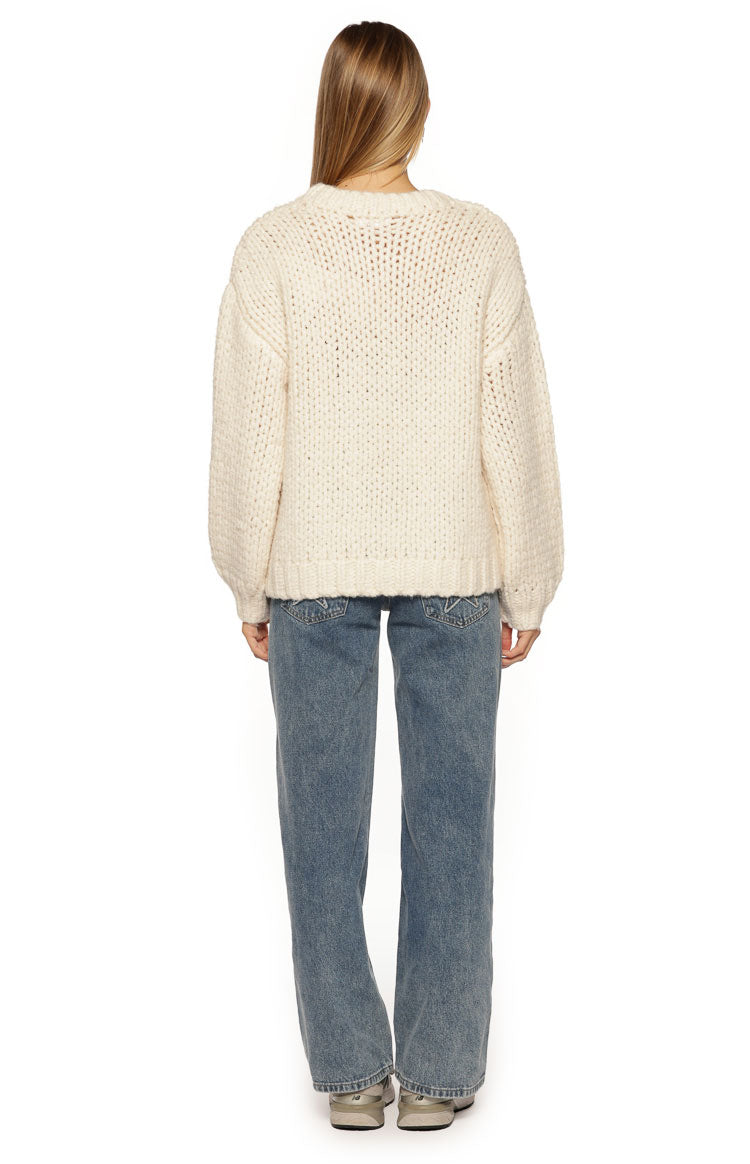 Jasmine Cream Jacquard Chunky Knit Sweater