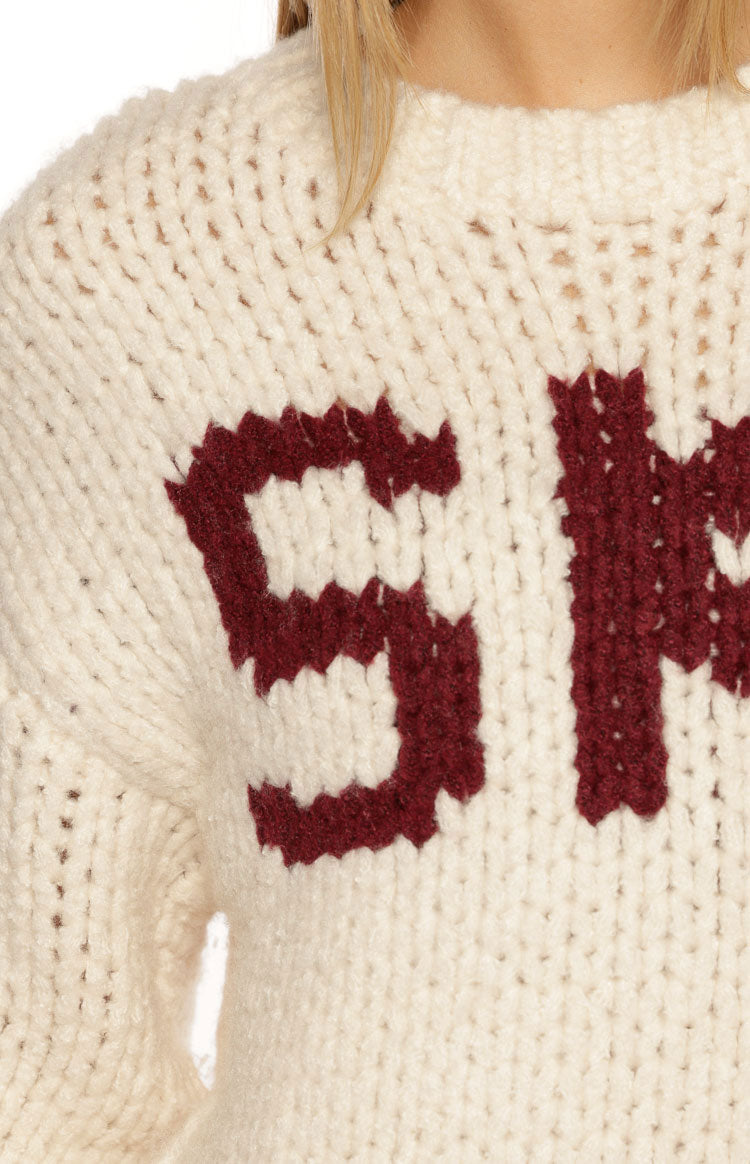 Jasmine Cream Jacquard Chunky Knit Sweater