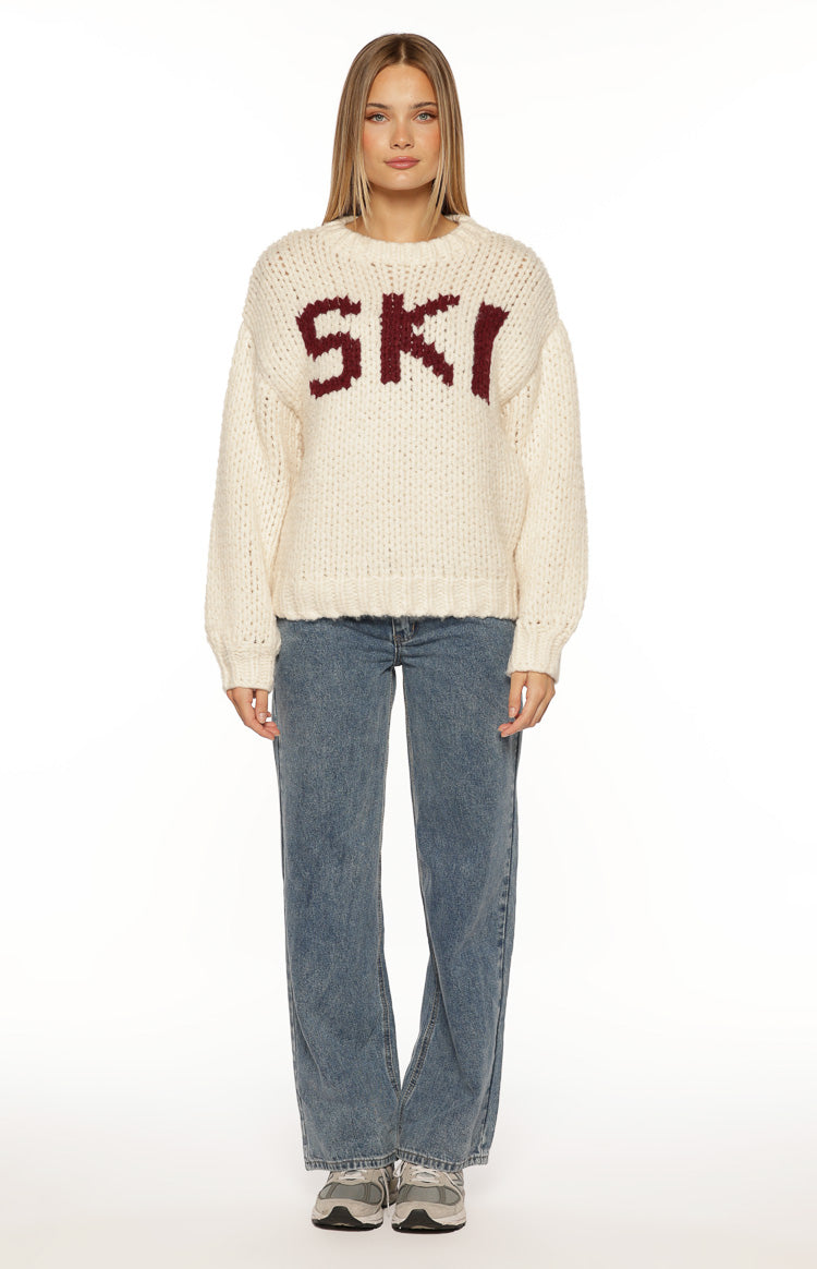 Jasmine Cream Jacquard Chunky Knit Sweater