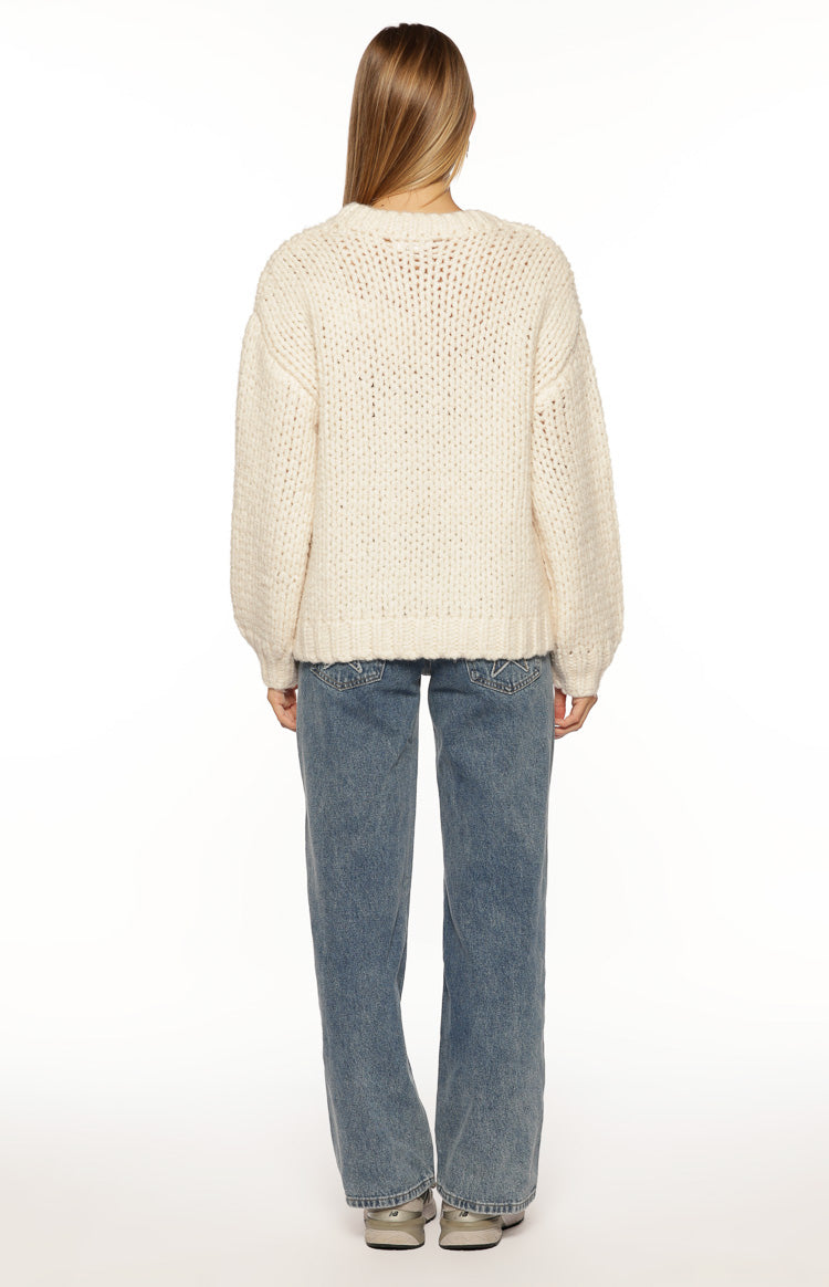 Jasmine Cream Jacquard Chunky Knit Sweater