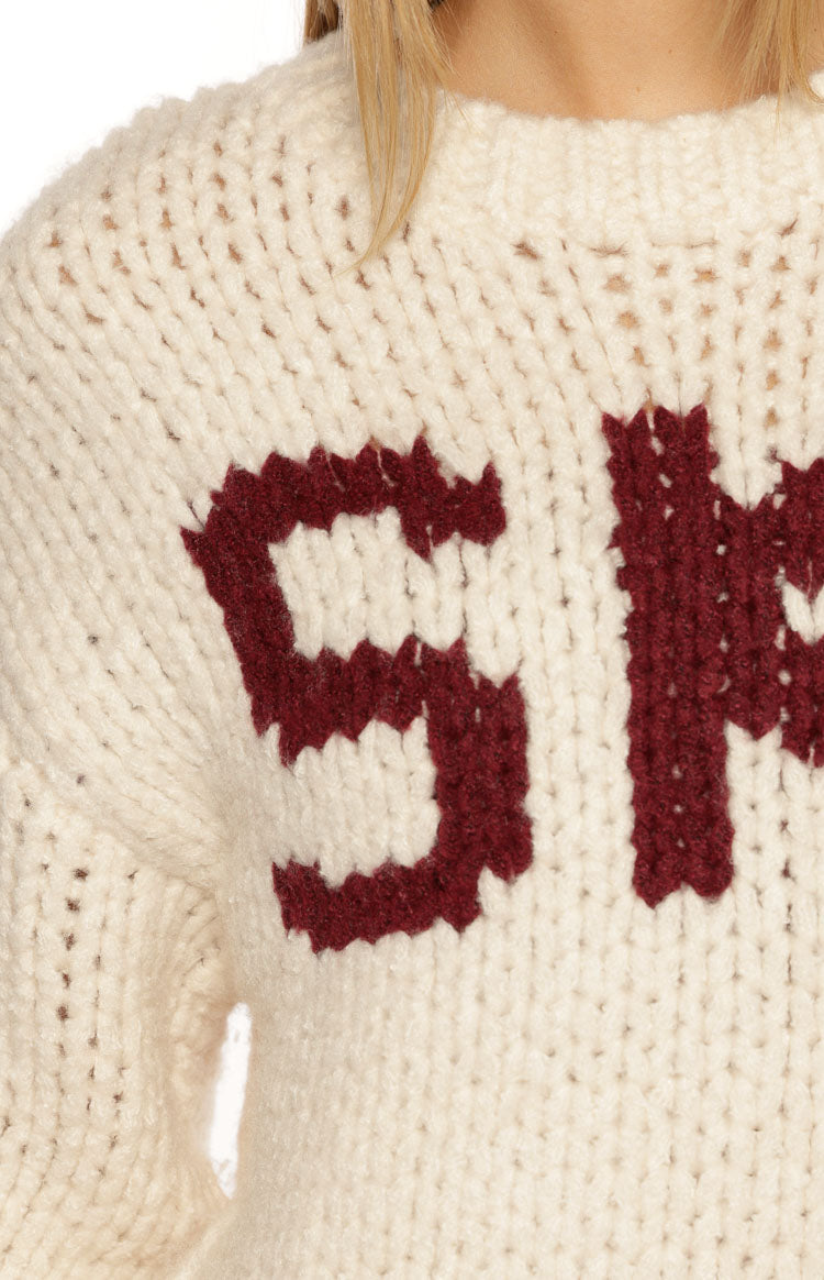 Jasmine Cream Jacquard Chunky Knit Sweater