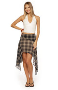 Khalea Blue Plaid Hanky Hem Midi Skirt